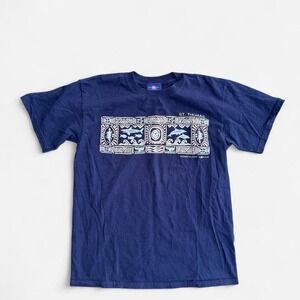Del Sol St Thomas Navy Graphic Tee Millennium Collection Vintage Mens Medium